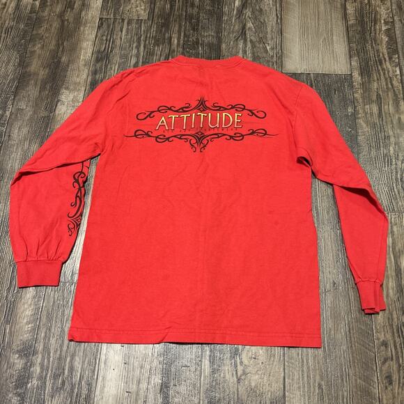 Vintage 90’s Big Dogs Red Long Sleeve T-Shirt Attitude Mens Scrolling S/M - Picture 4 of 7